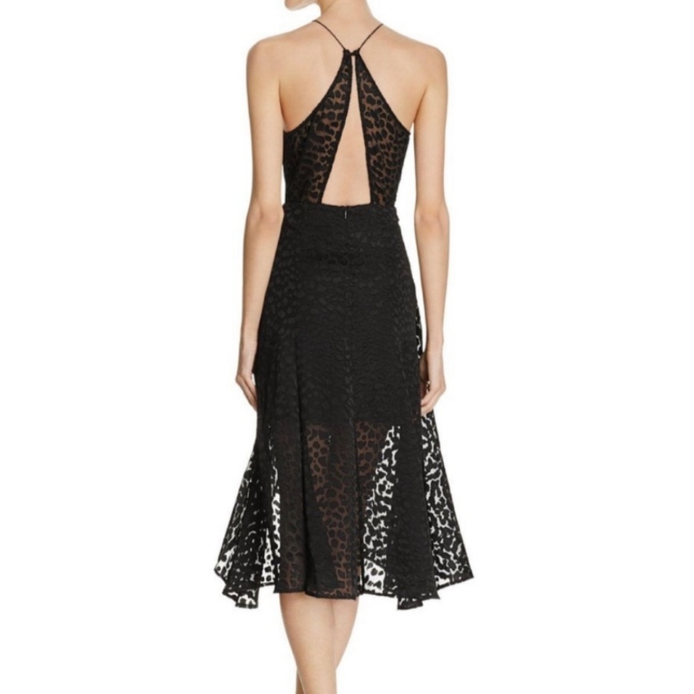 Keepsake The Label Black Leopard Print High Low Cocktail Dress